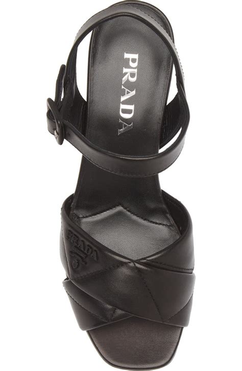 prada sporty quilted leather sandals|Prada diagram platform sandal.